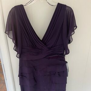 NWT- Elegant Purple Layered V-Neck Dress